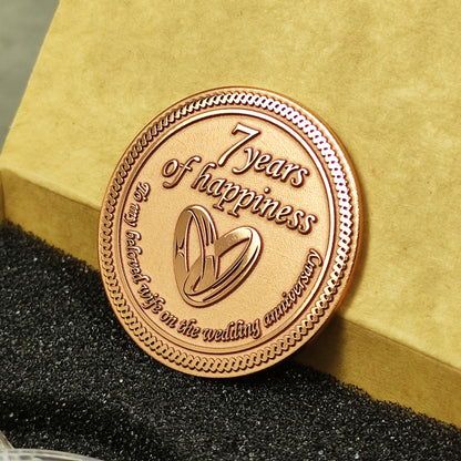 Copper Anniversary Coin for Wife - Personalized 7th Wedding Anniversary Gift