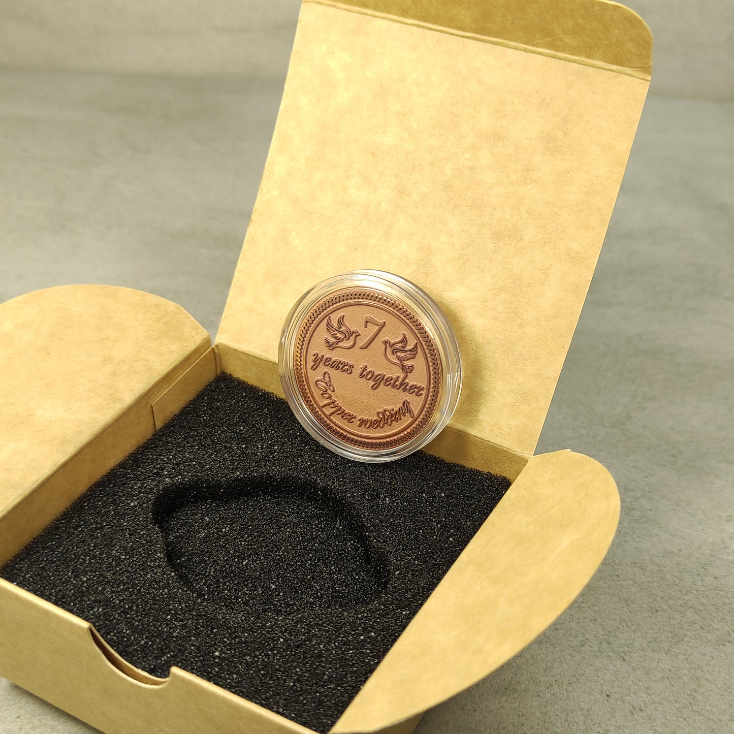 Copper Anniversary Coin "7 Years Together" – Personalized Wedding Gift