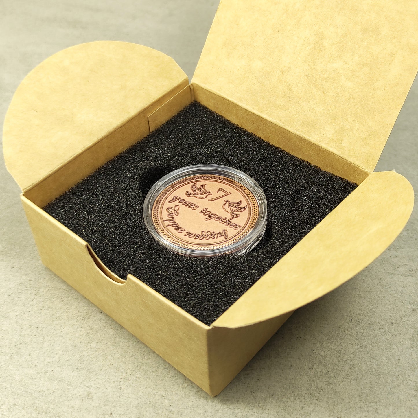 Copper Anniversary Coin "7 Years Together" – Personalized Wedding Gift