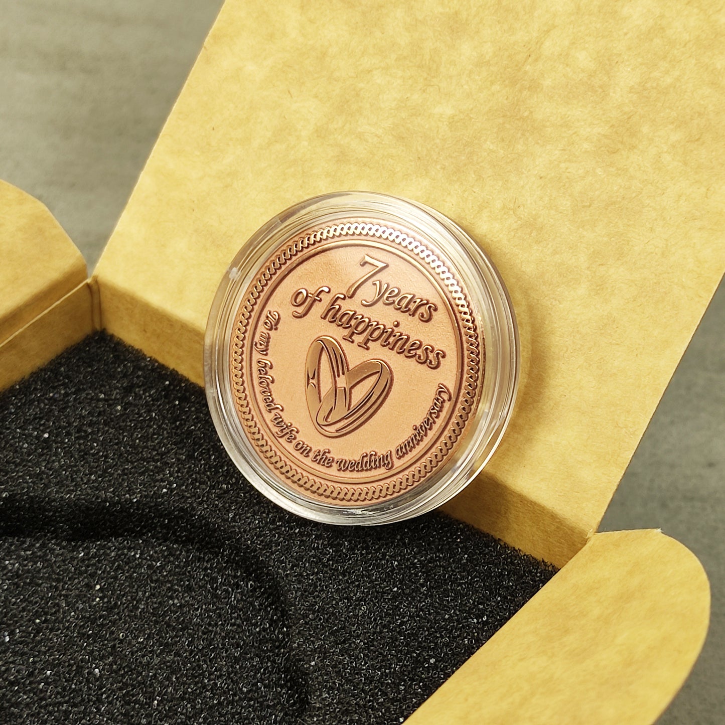 Copper Anniversary Coin for Wife - Personalized 7th Wedding Anniversary Gift