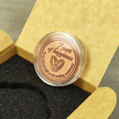 Copper Anniversary Coin for Wife - Personalized 7th Wedding Anniversary Gift