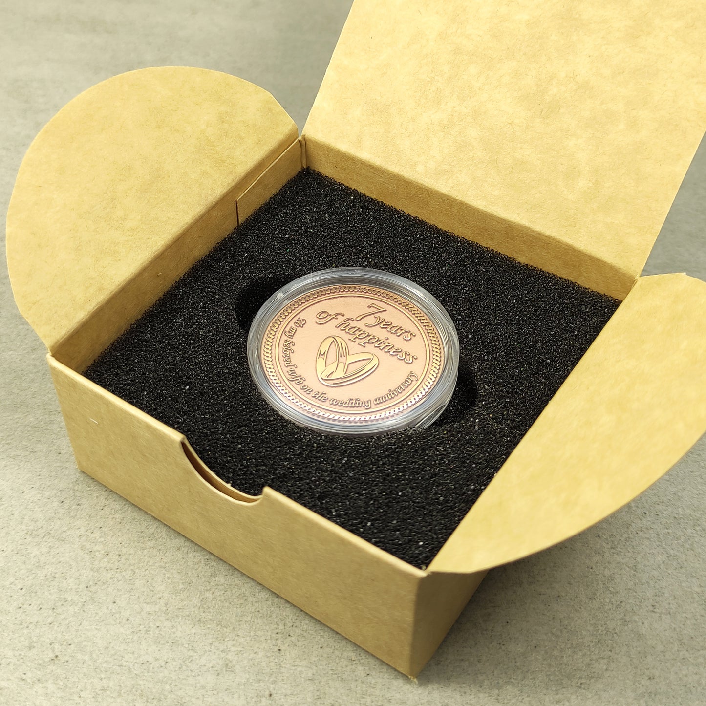 Copper Anniversary Coin for Wife - Personalized 7th Wedding Anniversary Gift