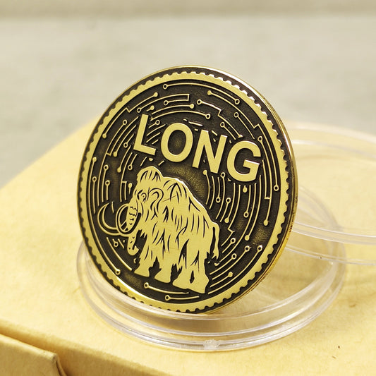 Brass "LONG / SHORT" Mammoth Coin — Decision-Making Coin with Custom Engraving