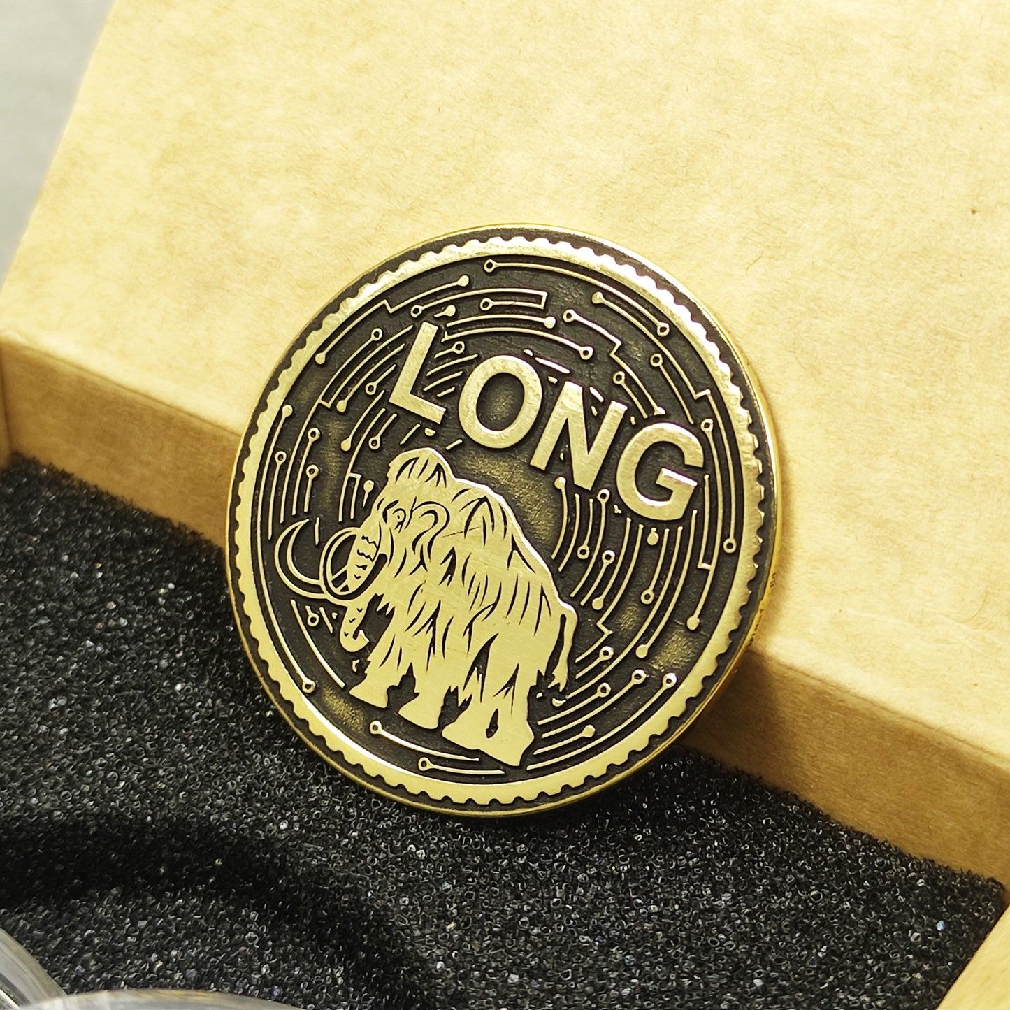 Brass "LONG / SHORT" Mammoth Coin — Decision-Making Coin with Custom Engraving