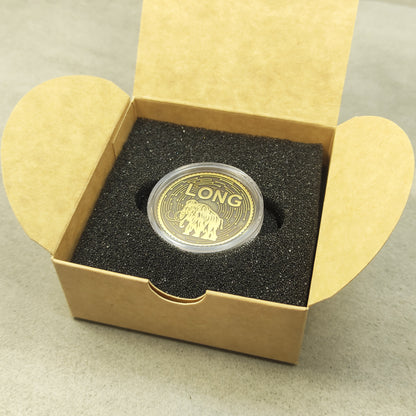 Brass "LONG / SHORT" Mammoth Coin — Decision-Making Coin with Custom Engraving