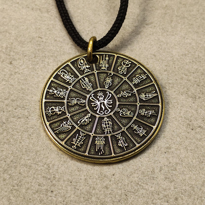 Brass Pendant Coin "Mandala High Elves Pantheon (Kadai)" — Fantasy Amulet with Personalization