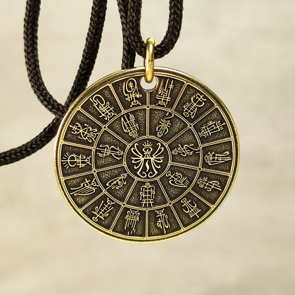 Brass Pendant Coin "Mandala High Elves Pantheon (Kadai)" — Fantasy Amulet with Personalization