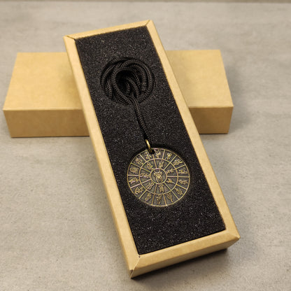 Brass Pendant Coin "Mandala Dark Elves Pantheon (Kitarai)" — Fantasy Amulet with Personalization