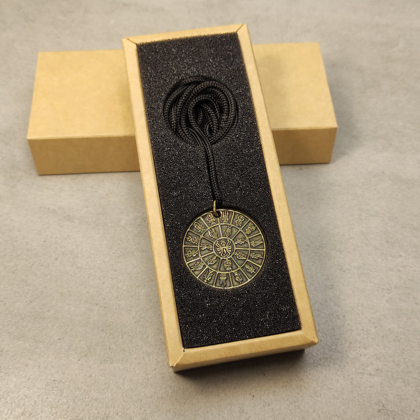 Brass Pendant Coin "Mandala High Elves Pantheon (Kadai)" — Fantasy Amulet with Personalization