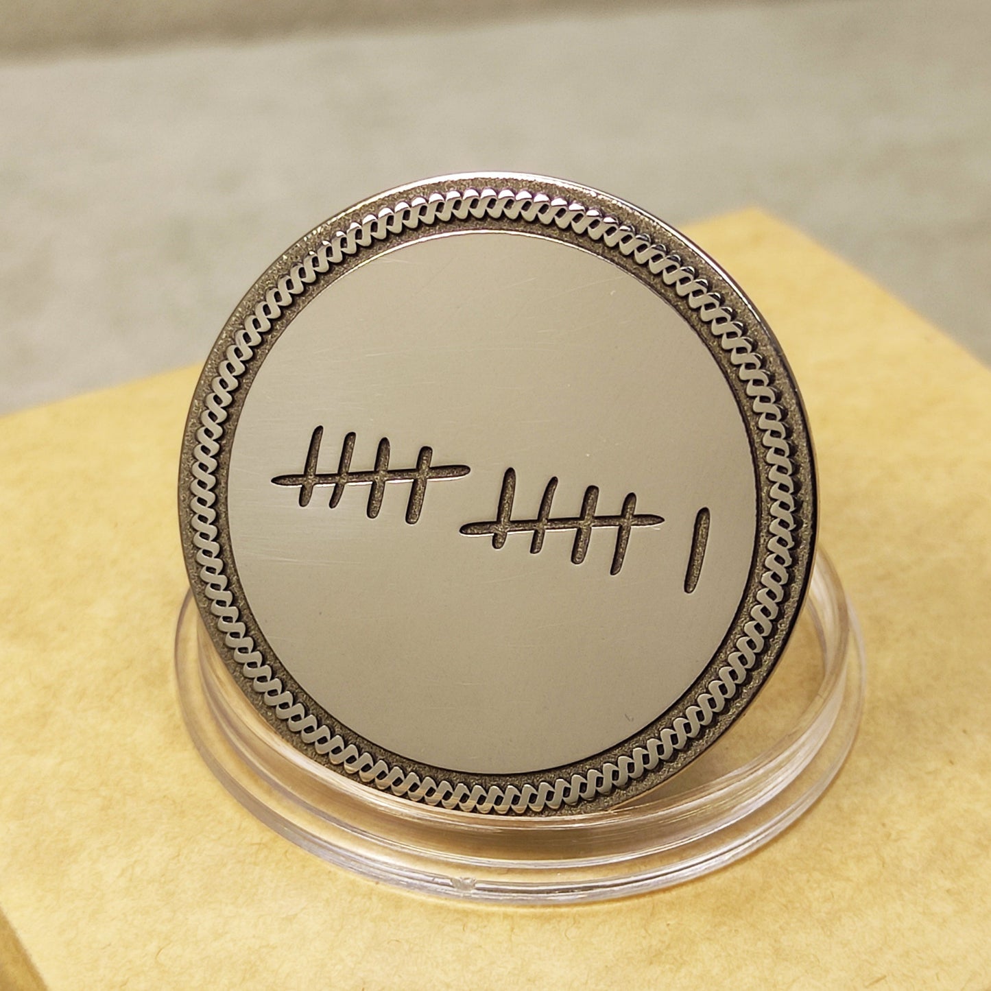 Personalized Steel Coin "Tally Mark" – Unique 11th Steel Anniversary Gift for Couple