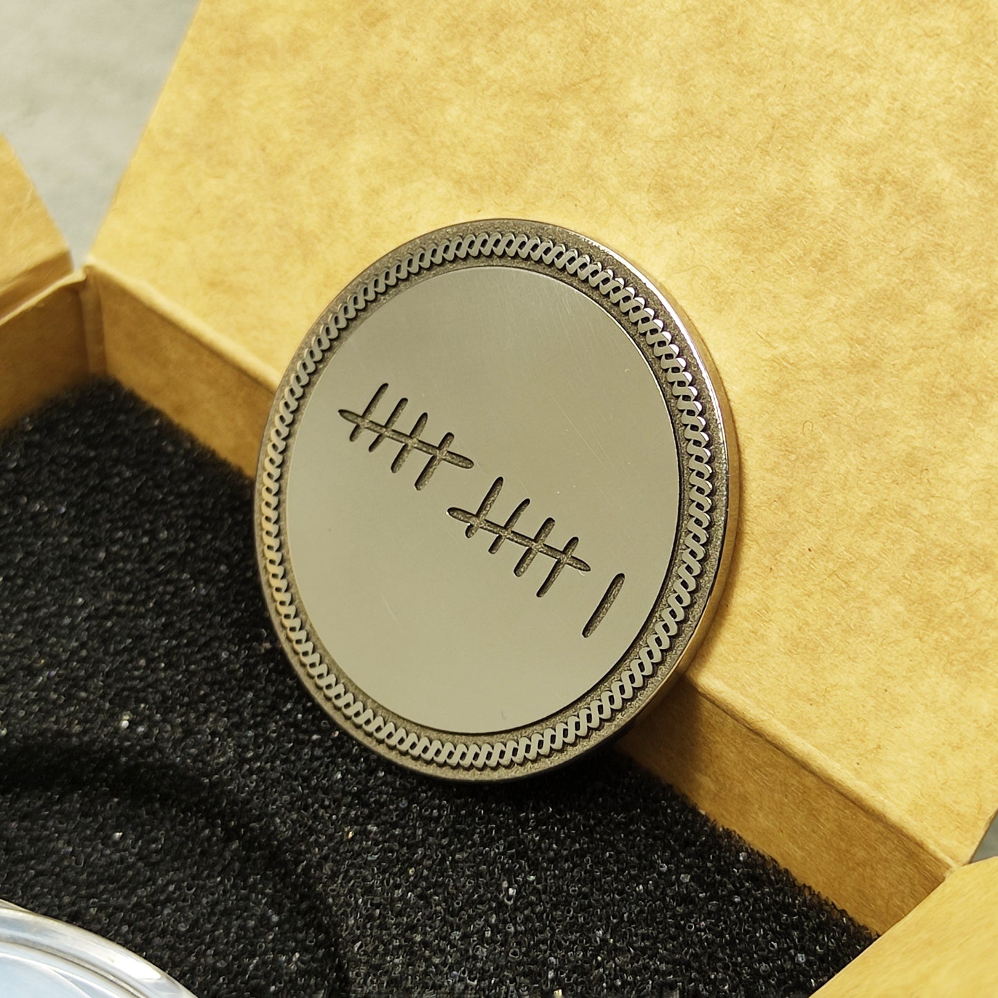 Personalized Steel Coin "Tally Mark" – Unique 11th Steel Anniversary Gift for Couple