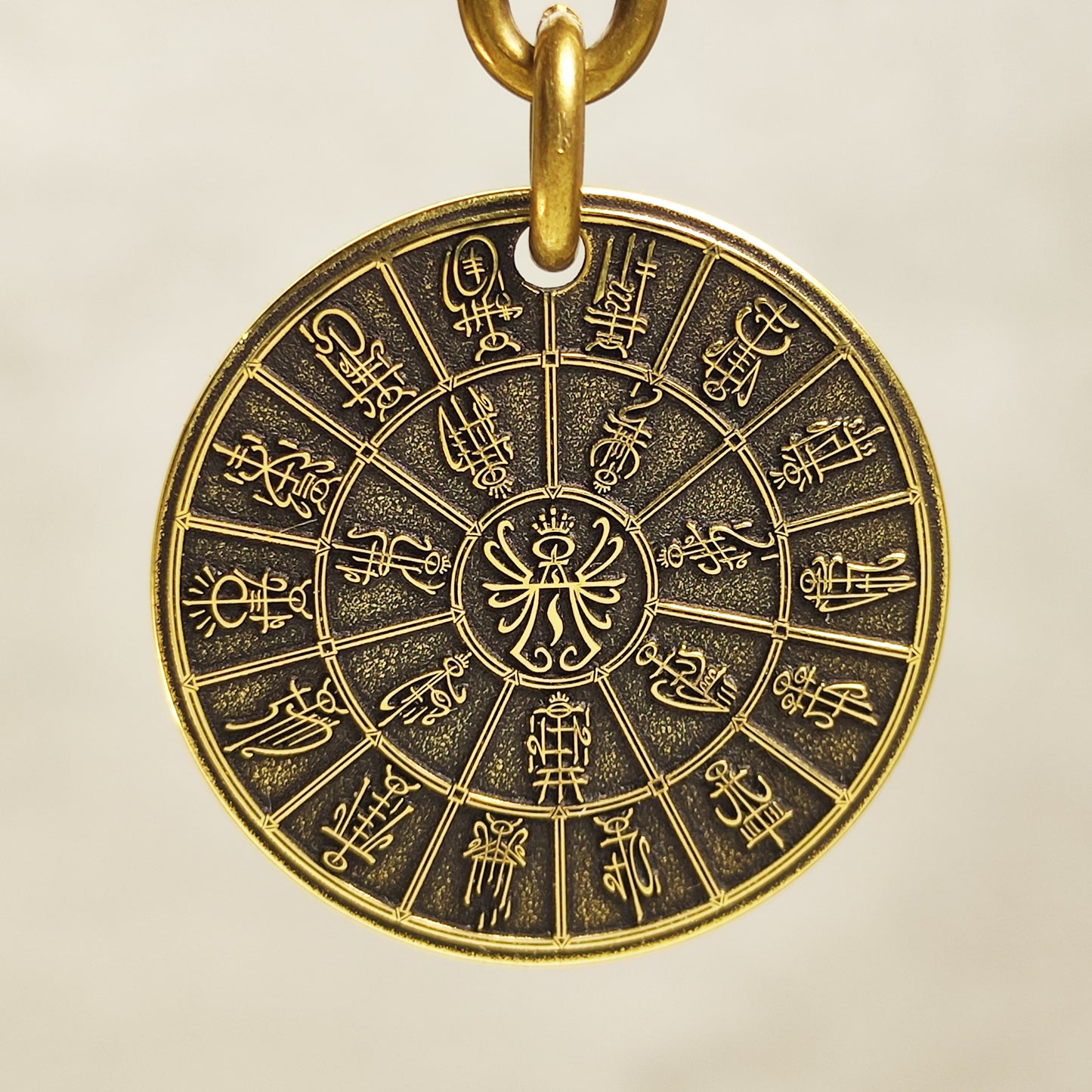 Brass Coin Keychain "Mandala High Elves Pantheon (Kaday)" with Personalization