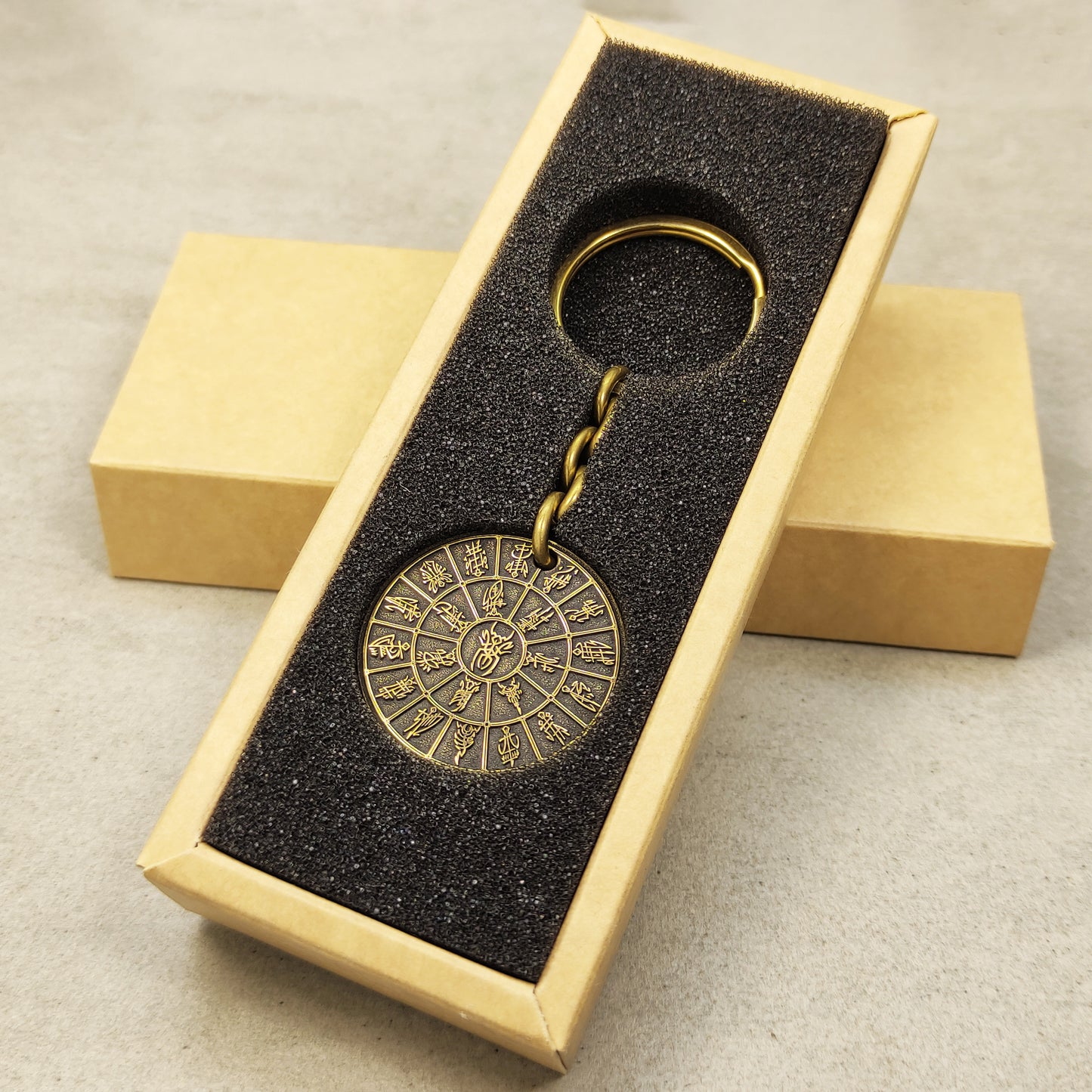 Brass Coin Keychain "Mandala Dark Elves Pantheon (Kitarai)" with Personalization