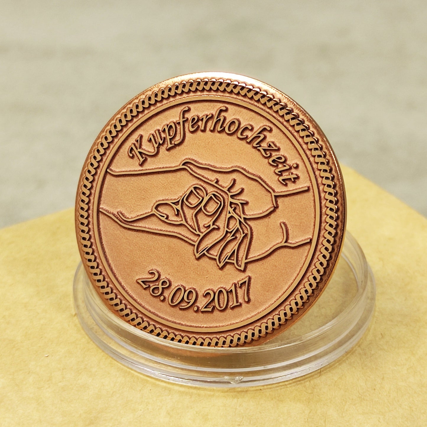 Copper Coin "Kupferhochzeit" — Personalized 7th Wedding Anniversary Gift
