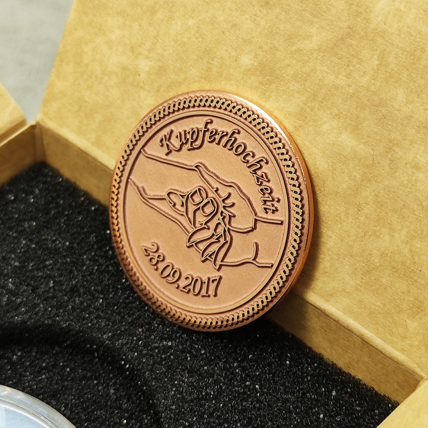 Copper Coin "Kupferhochzeit" — Personalized 7th Wedding Anniversary Gift