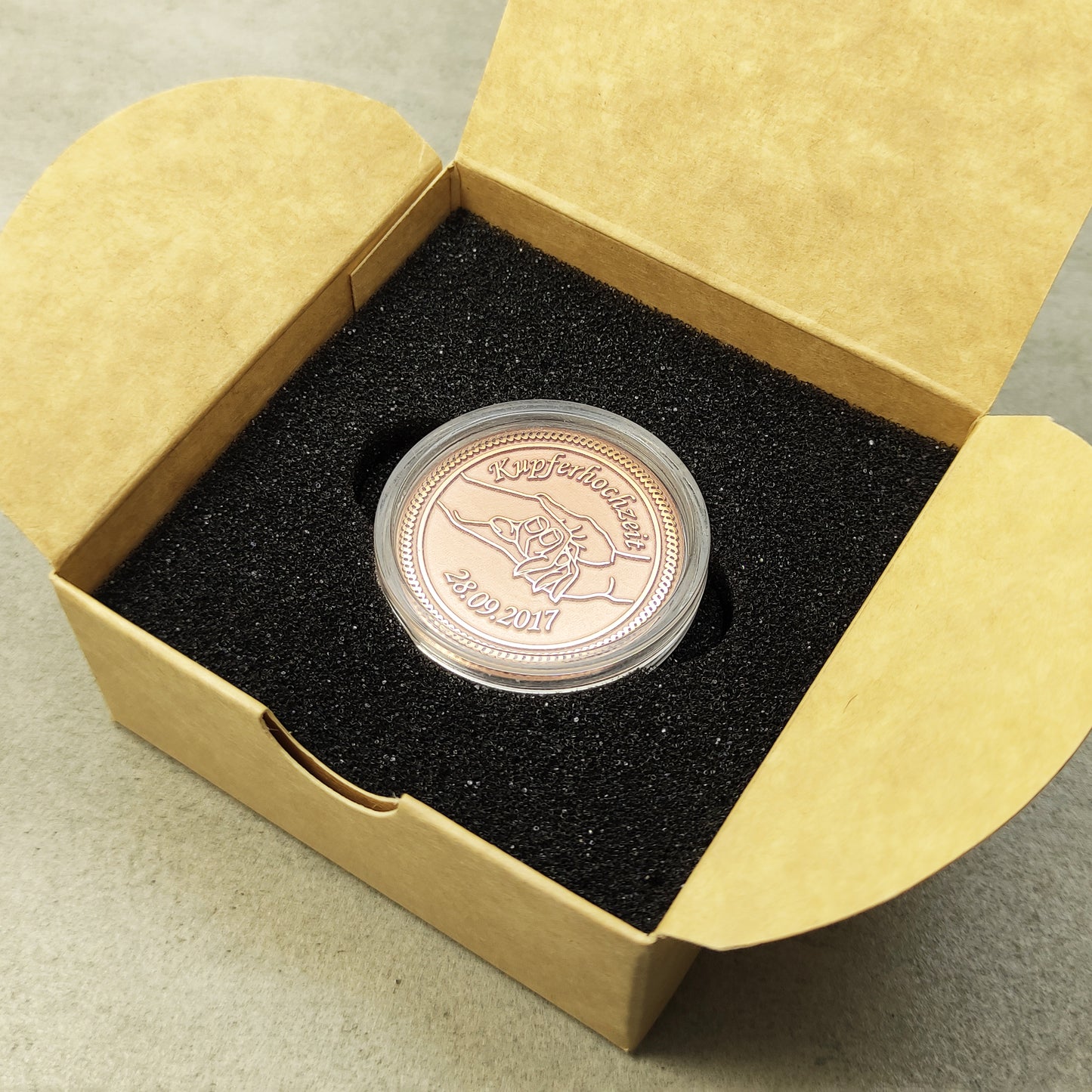 Copper Coin "Kupferhochzeit" — Personalized 7th Wedding Anniversary Gift