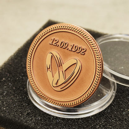 Personalized Copper Coin for Copper or Other Wedding Anniversary — Custom Date & Engraved Gift