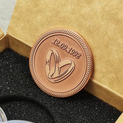 Personalized Copper Coin for Copper or Other Wedding Anniversary — Custom Date & Engraved Gift