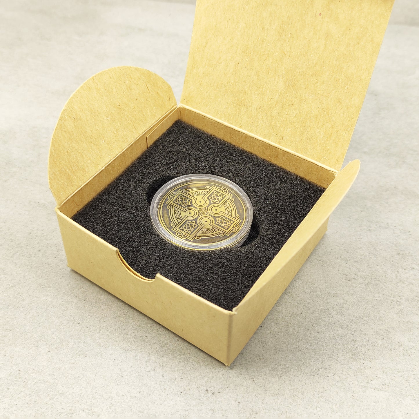 Personalized Brass Coin with Celtic Cross – Unique Custom Gift