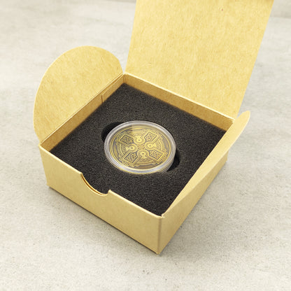 Personalized Brass Coin with Celtic Cross – Unique Custom Gift
