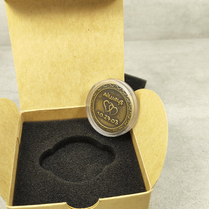 Brass Love Coin – Personalized Gift for Couples, Anniversary or Wedding with Custom Engraving