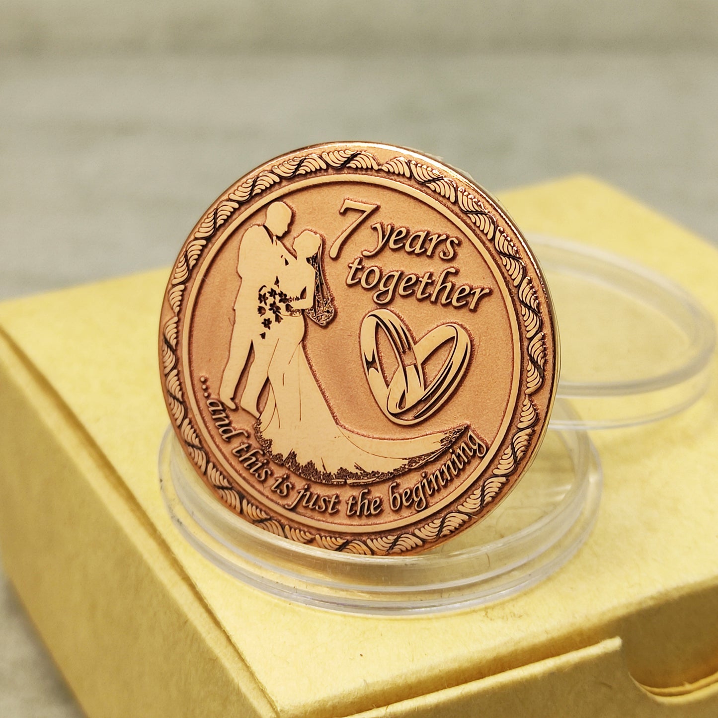 Commemorative Copper Coin "7 Years Together" - Unique Personalized Anniversary Gift