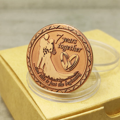 Commemorative Copper Coin "7 Years Together" - Unique Personalized Anniversary Gift