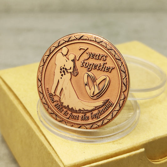 Commemorative Copper Coin "7 Years Together" - Unique Personalized Anniversary Gift