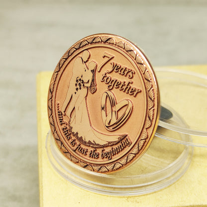 Commemorative Copper Coin "7 Years Together" - Unique Personalized Anniversary Gift