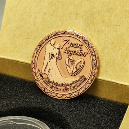 Commemorative Copper Coin "7 Years Together" - Unique Personalized Anniversary Gift
