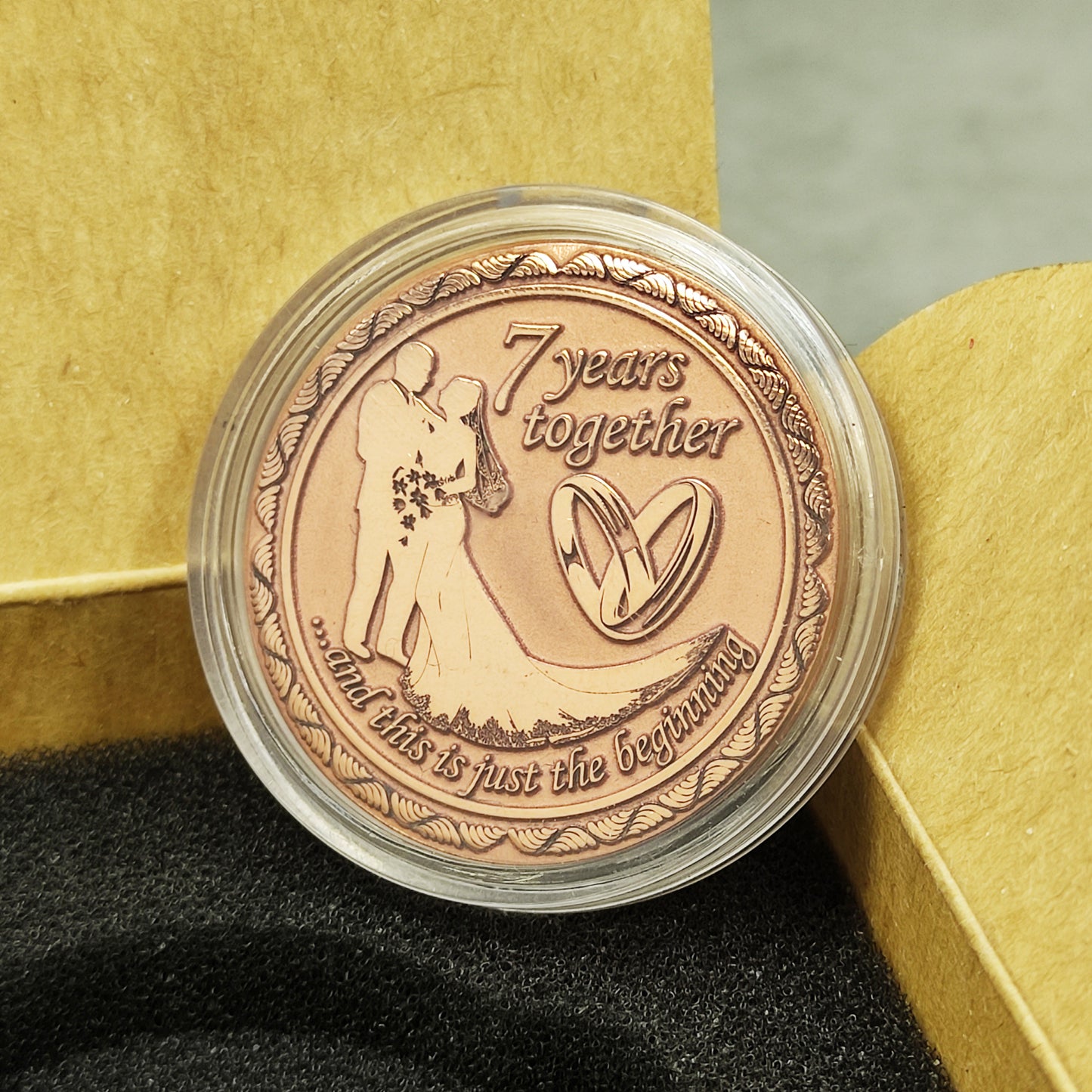 Commemorative Copper Coin "7 Years Together" - Unique Personalized Anniversary Gift
