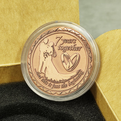 Commemorative Copper Coin "7 Years Together" - Unique Personalized Anniversary Gift