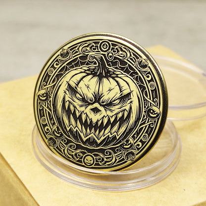 Brass "Scary Pumpkin" Coin with Personalization — Halloween Gift Collectible