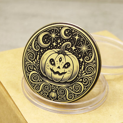 Brass "Mystic Pumpkin" Coin with Personalization — Magical Halloween Collectible
