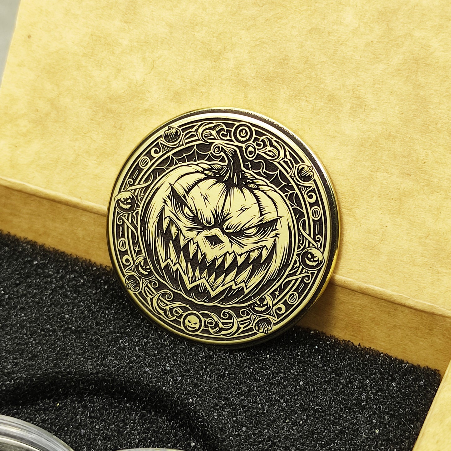 Brass "Scary Pumpkin" Coin with Personalization — Halloween Gift Collectible