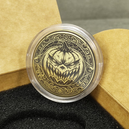 Brass "Scary Pumpkin" Coin with Personalization — Halloween Gift Collectible