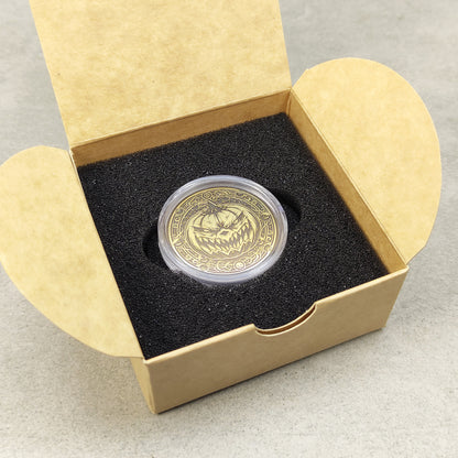 Brass "Scary Pumpkin" Coin with Personalization — Halloween Gift Collectible