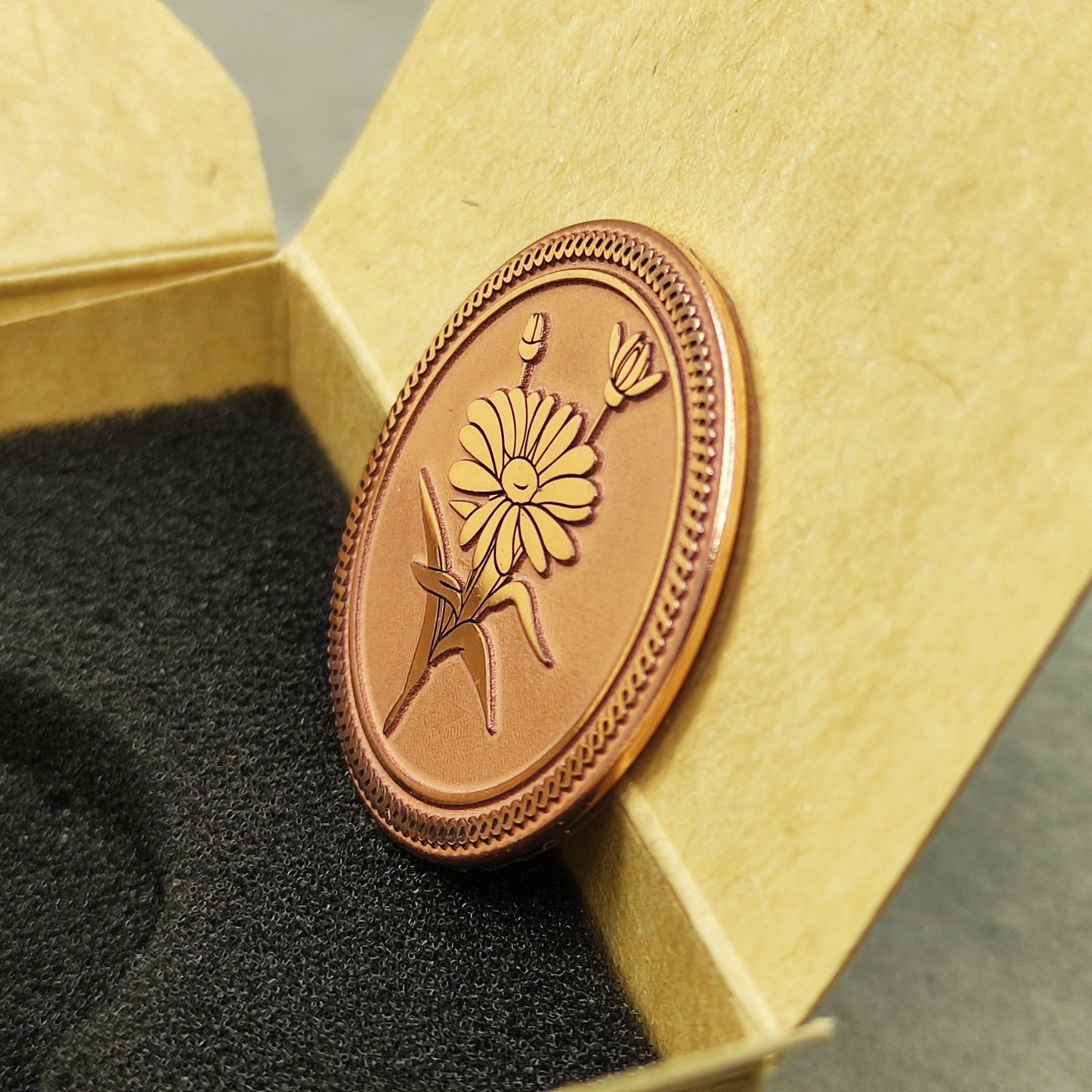 Copper Daisy Coin – Custom Personalized Coin Gift