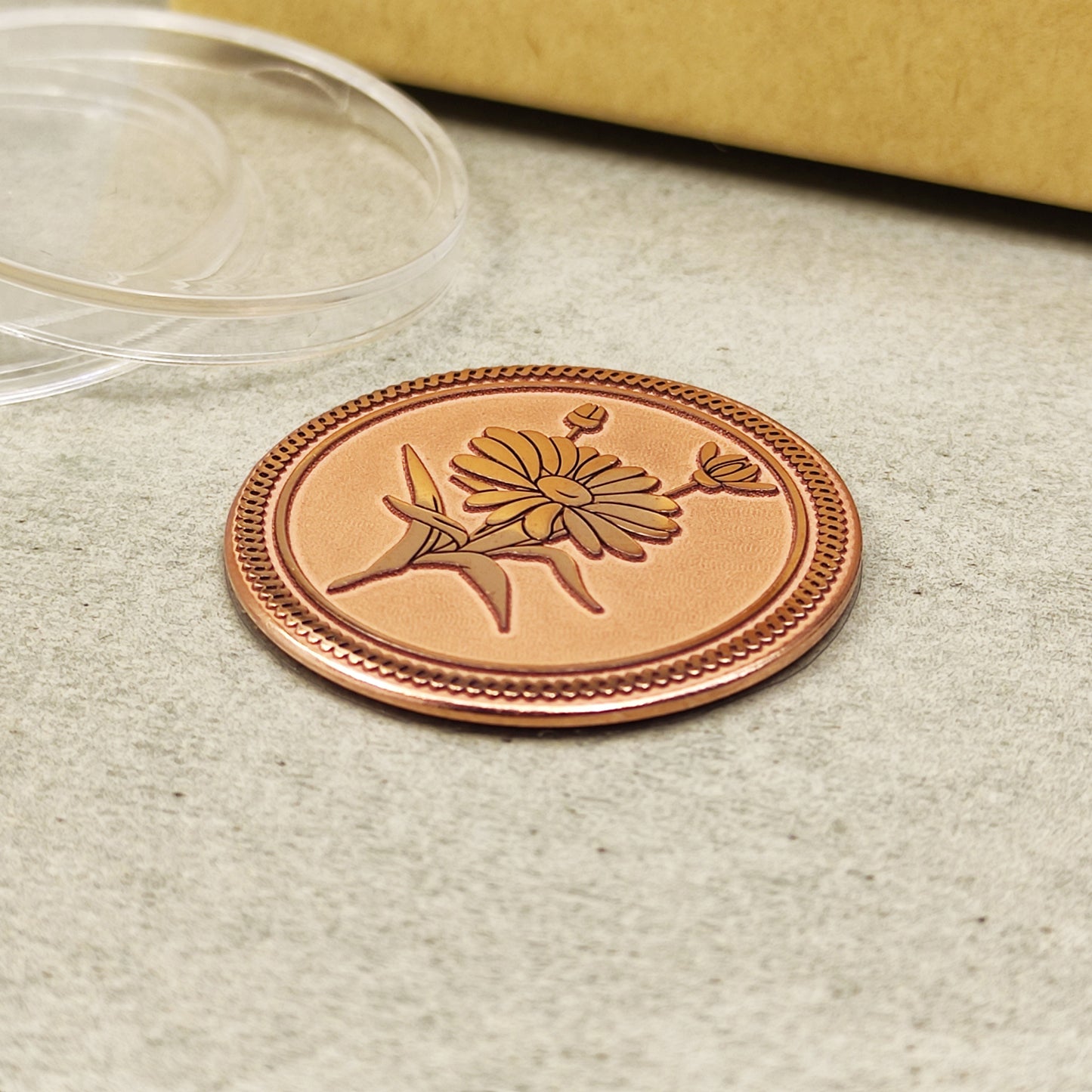 Copper Daisy Coin – Custom Personalized Coin Gift