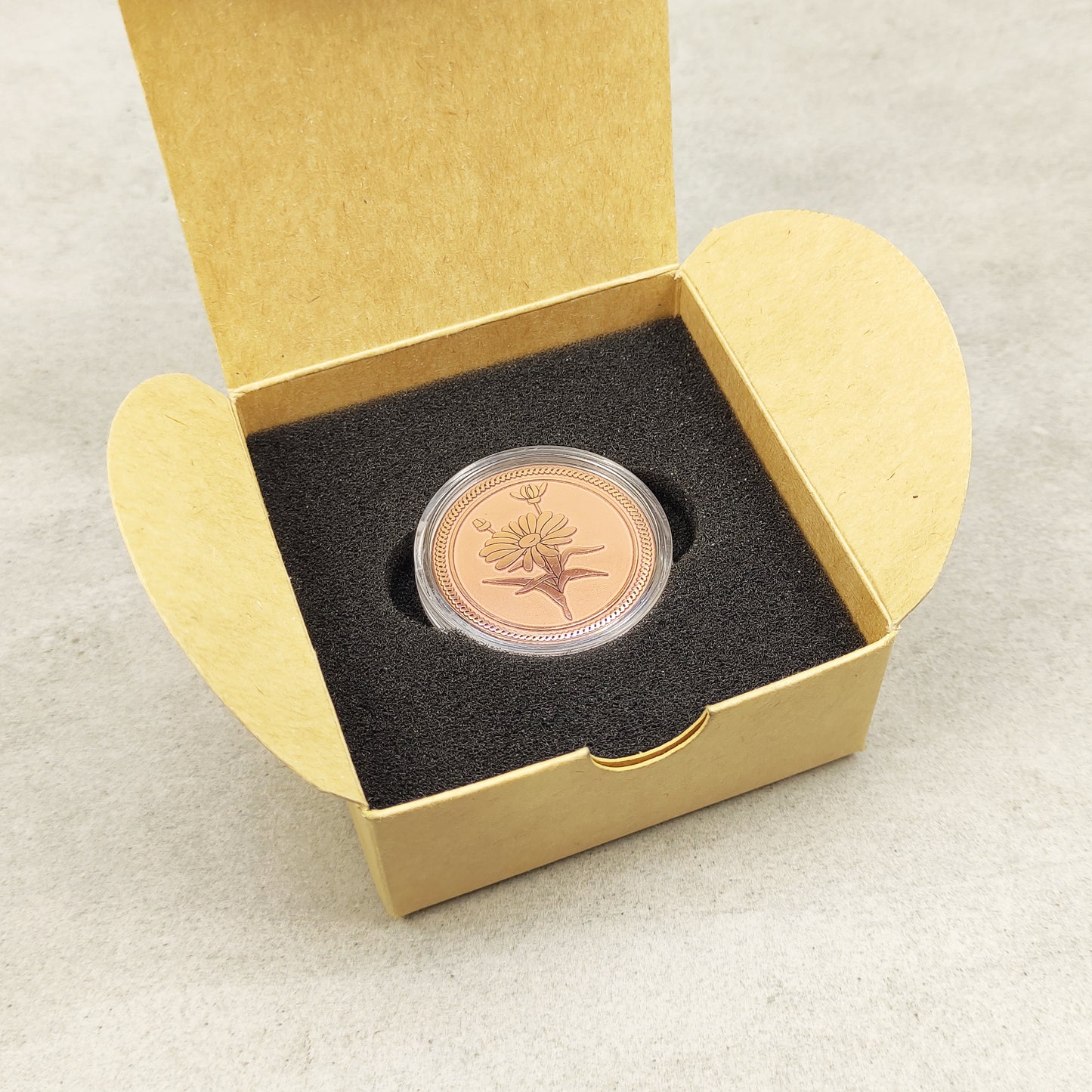 Copper Daisy Coin – Custom Personalized Coin Gift