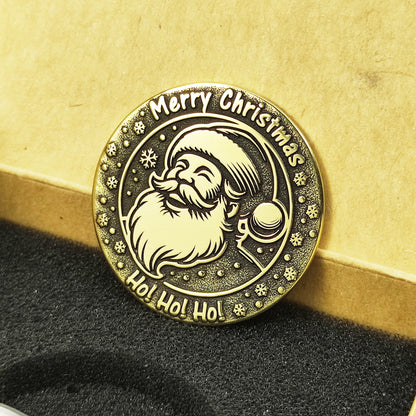 Brass "Merry Christmas — Ho-Ho-Ho" Santa Coin with Personalization — Holiday Gift
