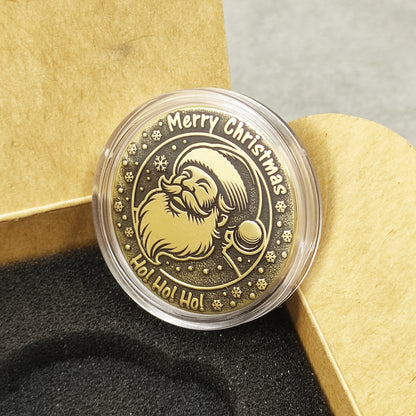 Brass "Merry Christmas — Ho-Ho-Ho" Santa Coin with Personalization — Holiday Gift