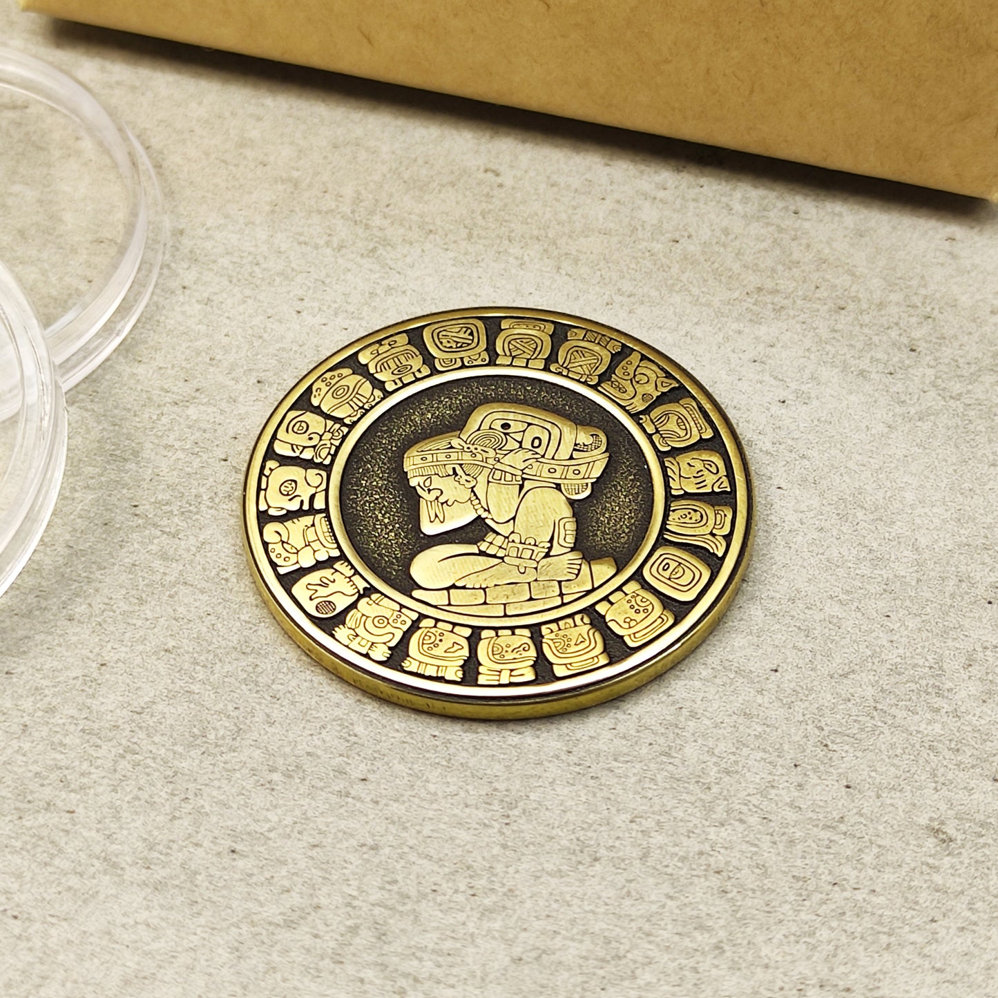 Personalized Brass Coin Mayan Calendar Tzolkin Haab – Custom Engraved Gift
