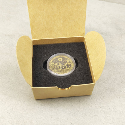 Brass "Santa in Sleigh" Coin with Personalization — Christmas Gift