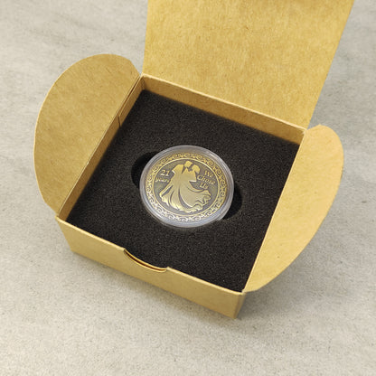 Brass 21st Wedding Anniversary Coin with Personalization - Gift for Couple