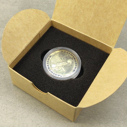 Brass "Fenrir Wolf" Coin with Unique Nordic Ornament and Custom Engraving