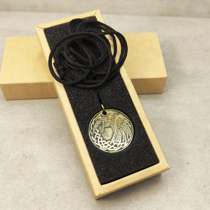Brass Odin’s Raven Coin Pendant with Personalization