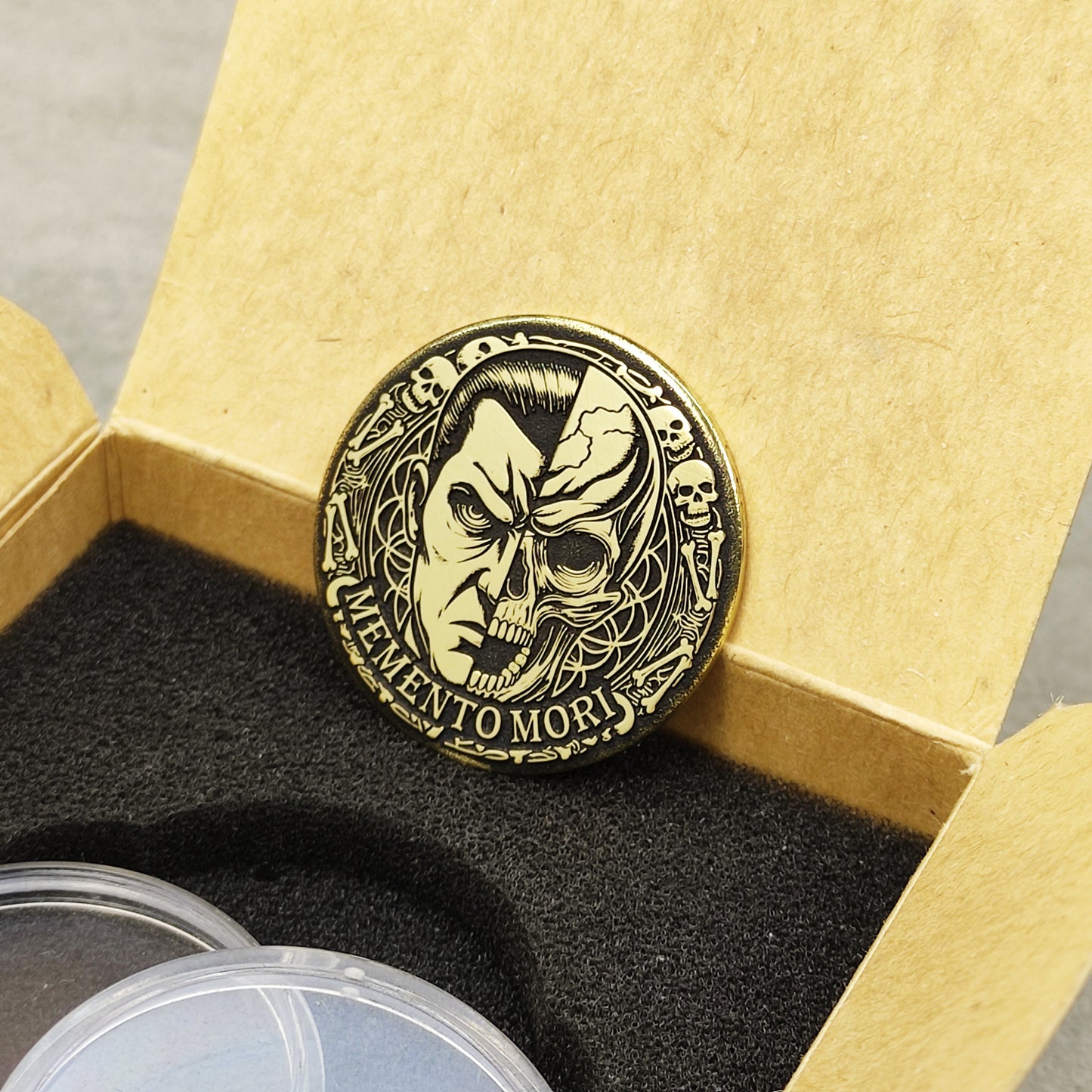 Brass Memento Mori Coin with Deep Engraving – Dual "Life and Death" Design + Personalization