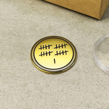 Brass Tally Mark Coin for 21st Wedding Anniversary – Personalized Engraved Gift for Couple
