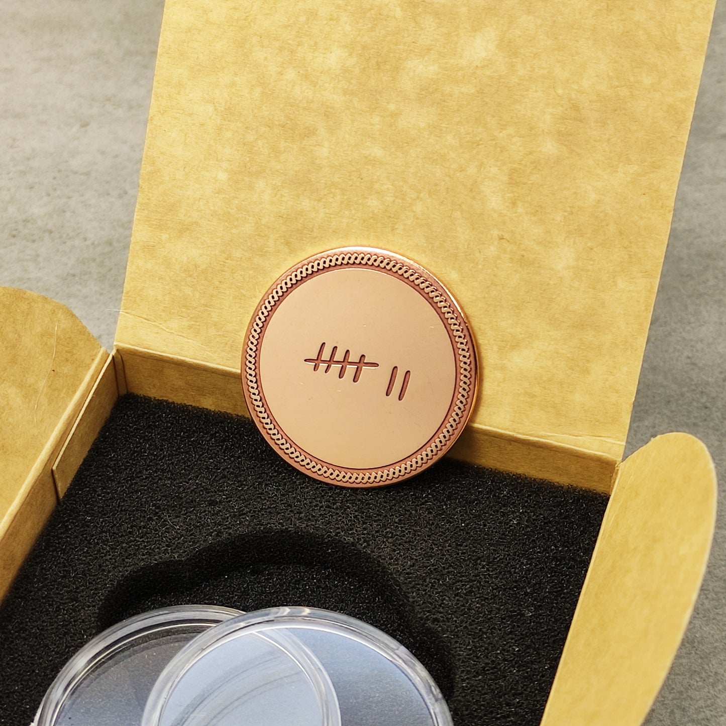 Copper "Tally Mark" 7th Anniversary Coin with Personalization – Copper Wedding Gift